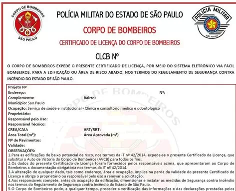 CLCB São José dos Pinhais Certificado de Licença do Corpo de Bombeiros